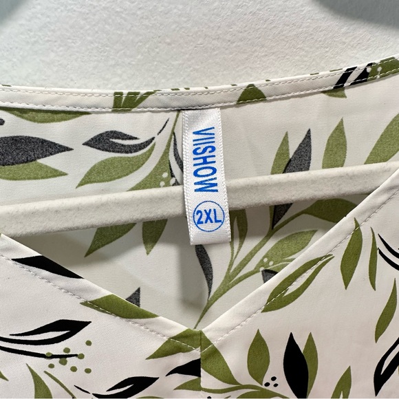 Viishow Women’s Tie Knot Front Wide Short Sleeve Paisley Print Blouse Size 2XL - Picture 7 of 9